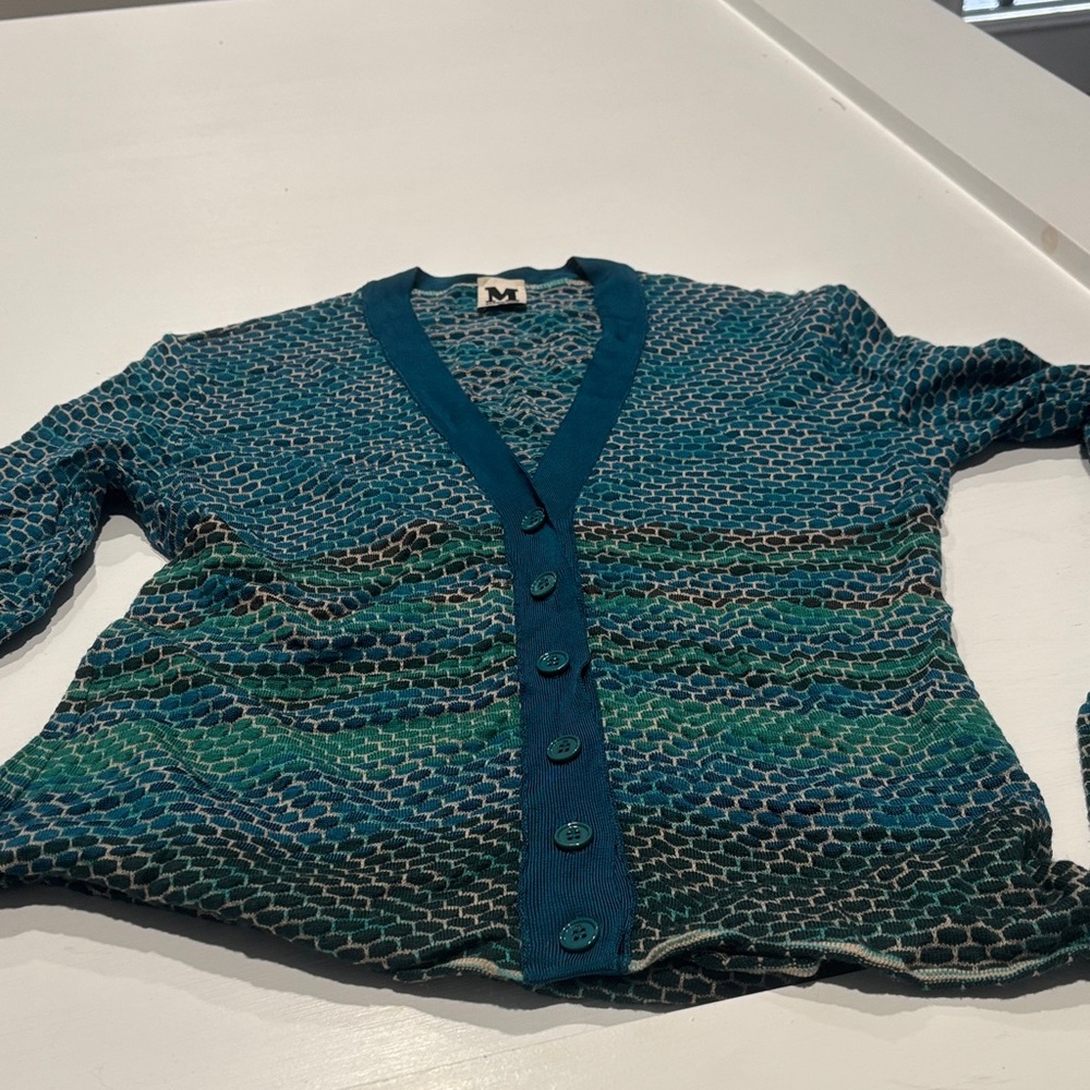 M by Missoni Blue and Green Patterned Cardigan - Picture 5 of 6